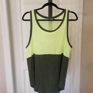 Green mesh back work out tank